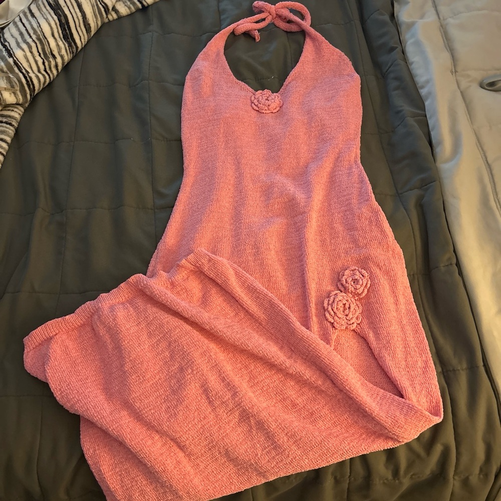 SHEIN Pink Halter Midi Dress - Picture 2 of 3